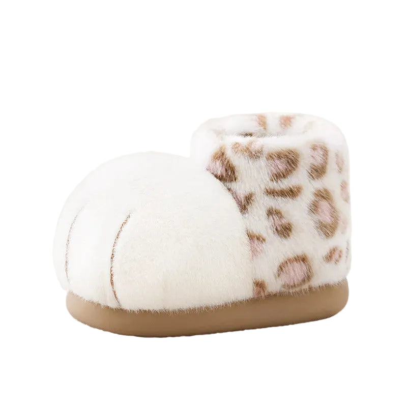 White-Leopard Fluffy Boots