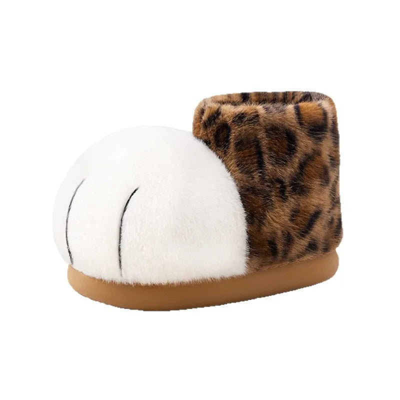Brown-Leopard Fluffy Boots