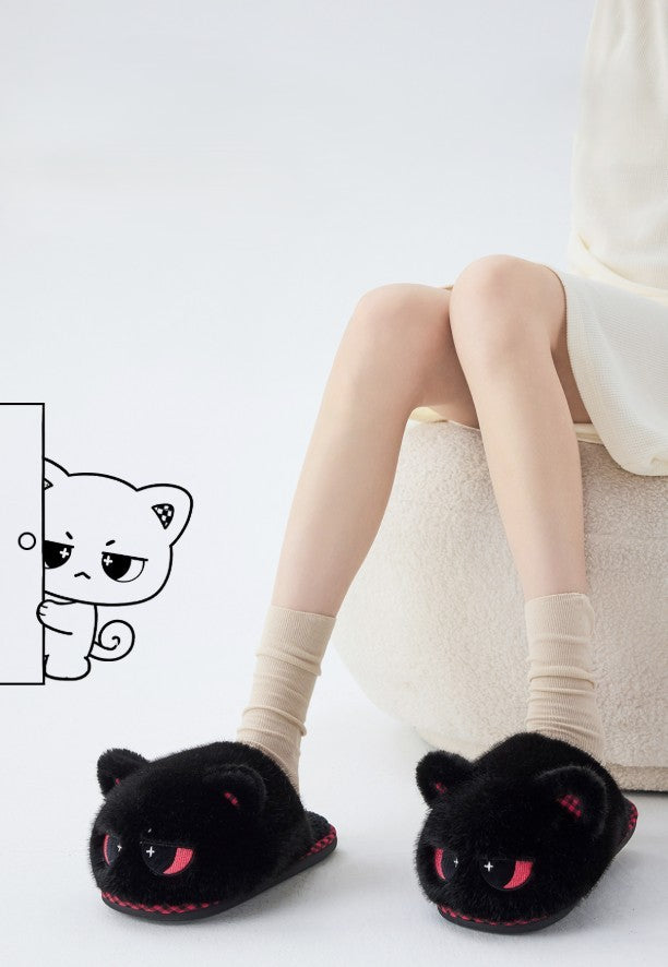 Kitty Slippers BLACK