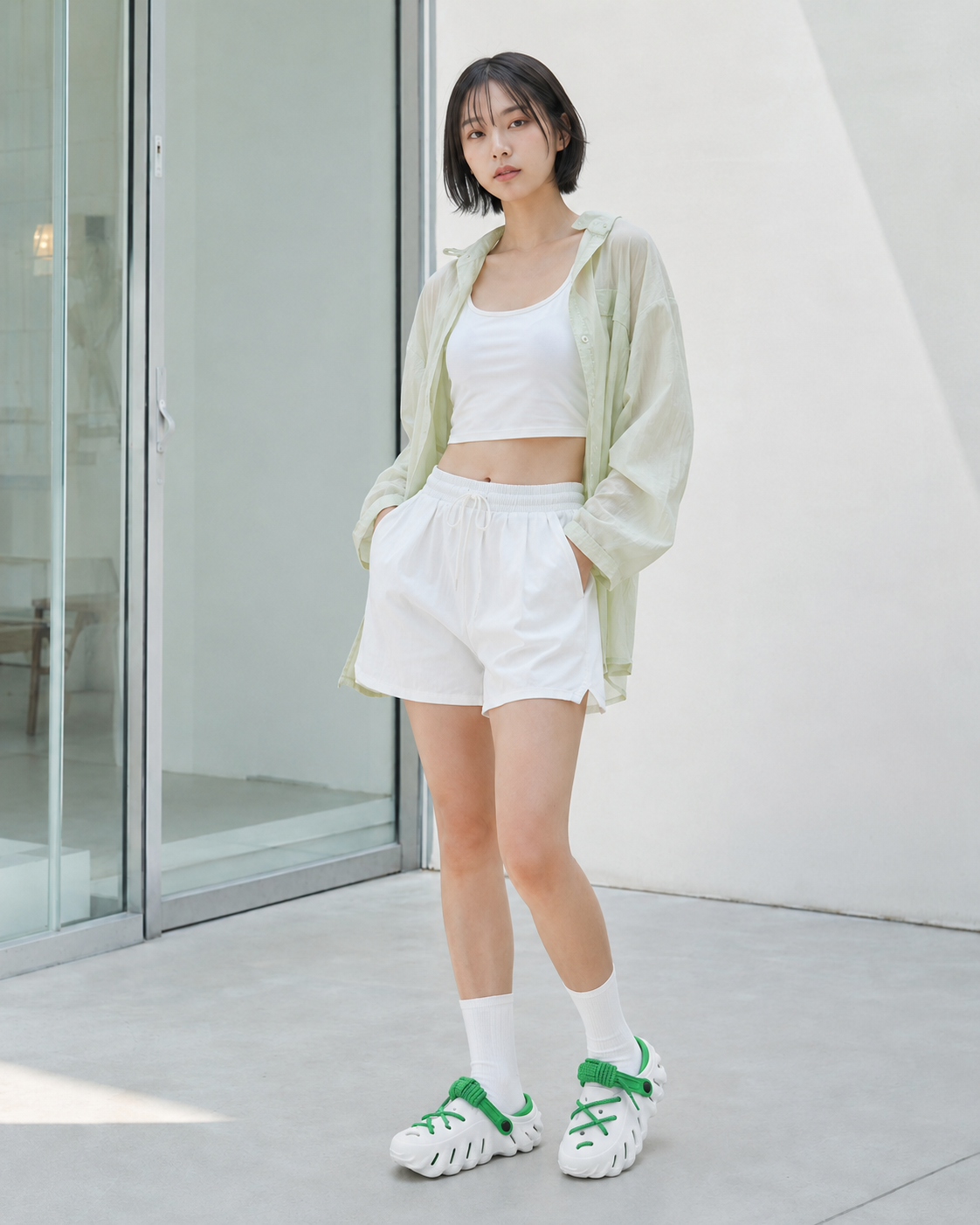 Bungee Clogs white-green