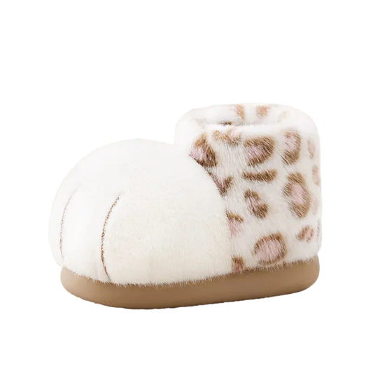 White-Leopard Fluffy Boots