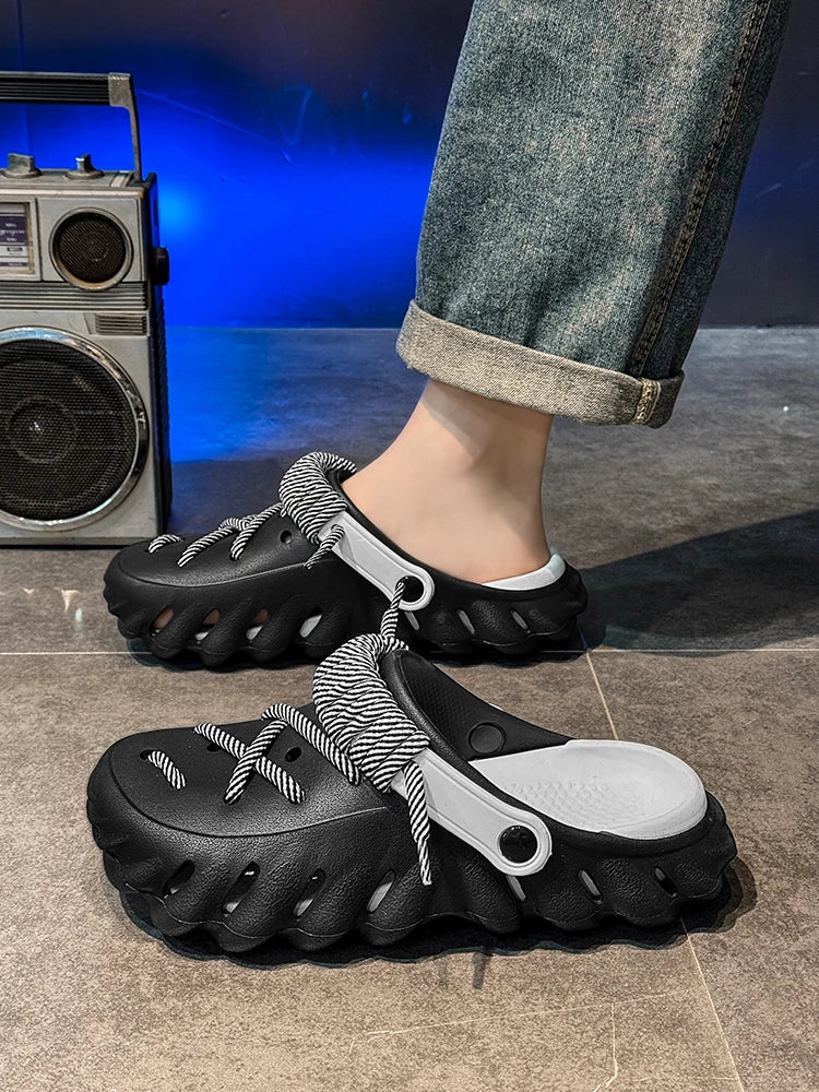 Bungee Clogs black-white